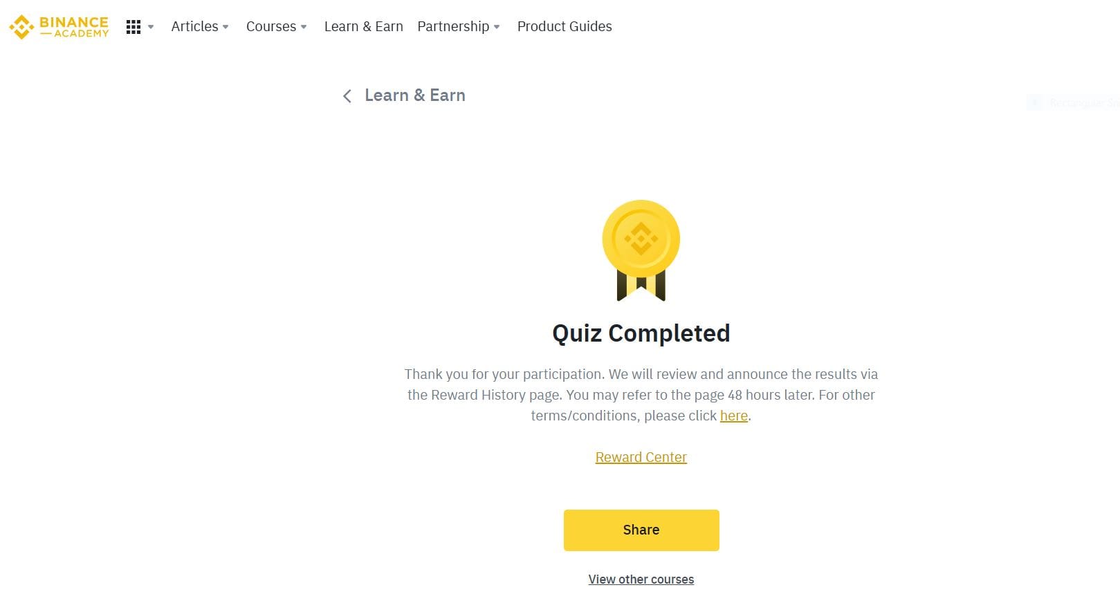 Quiz-Completed-1 Binance Learn & Earn: How to Participate